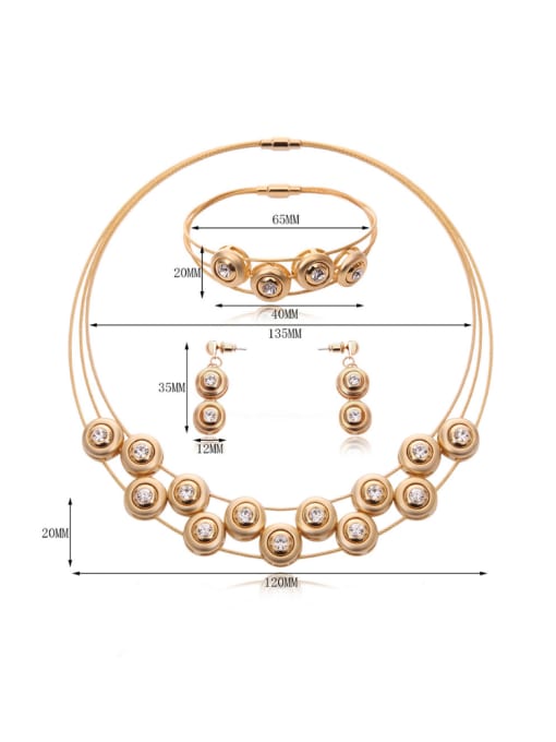 BESTIE Alloy Rose Gold Plated Fashion Rhinestones Round Three Pieces Jewelry Set 2