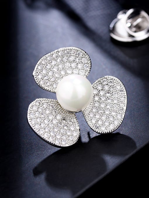 C004 Copper With  Cubic Zirconia Delicate Flower Multi style combination Lapel Pins