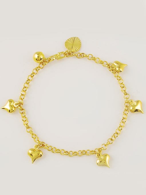 Yi Heng Da Fashionable 24K Gold Plated Heart Shaped Copper Bracelet 0
