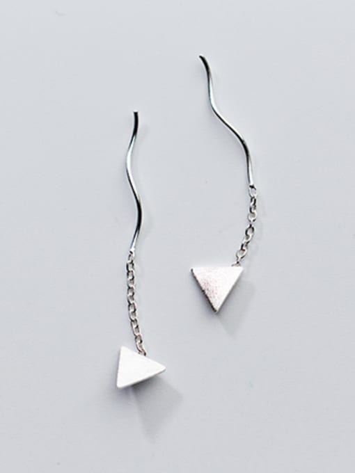 Rosh All-match Triangle Shaped S925 Silver Line Earrings 0