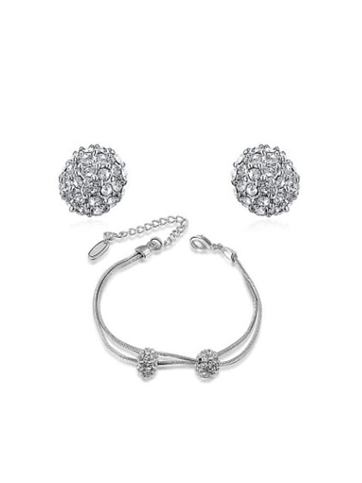 Platinum Trendy Platinum Plated Ball Shaped Austria Crystal Two Pieces Jewelry Set