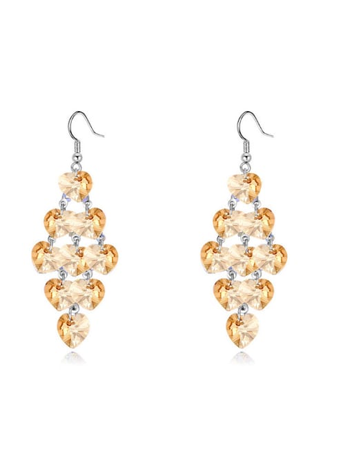 yellow Exaggerated Cubic austrian Crystals Drop Earrings