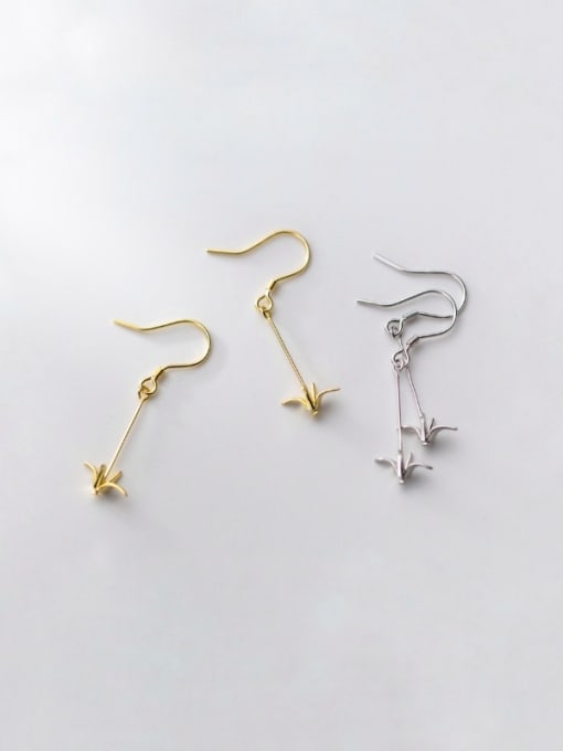 Rosh 925 Sterling Silver With 18k Gold Plated Cute crane Hook Earrings 0