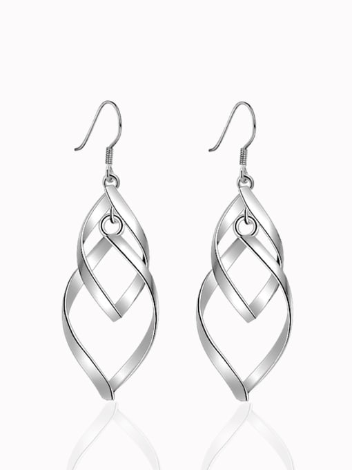 Ya Heng Geometric Leaves-shape Copper Drop Earrings