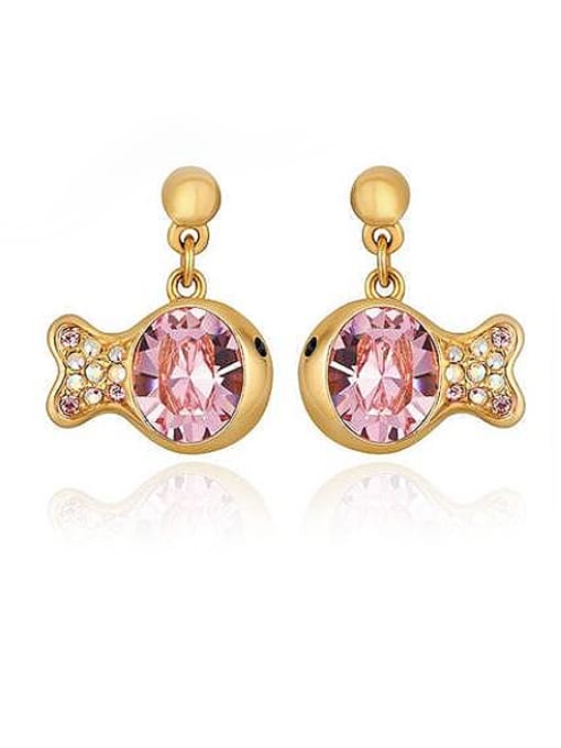 pink Fish Shaped Crystal drop earring