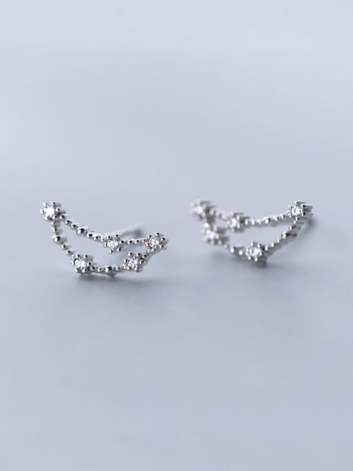 Capricorn 925 Sterling Silver With Cubic Zirconia Simplistic Constellation Stud Earrings