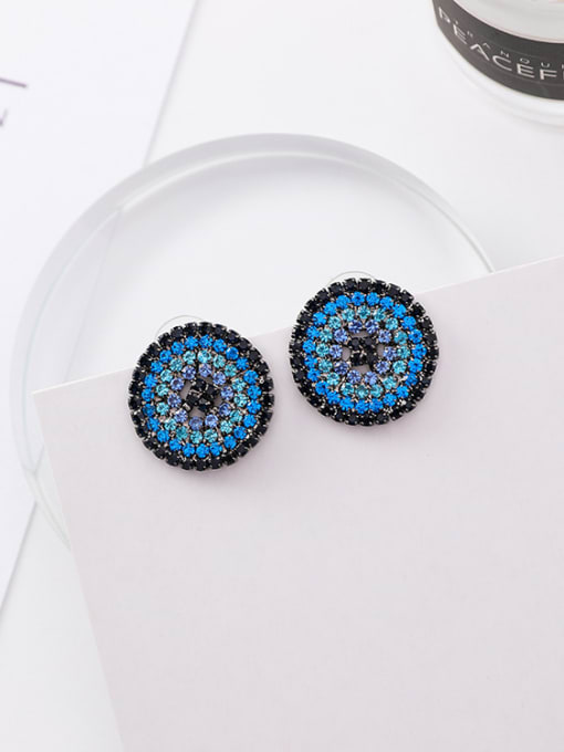 A8205 round Alloy With Black Gun Plated Rhinestone Geometric Party Stud Earrings