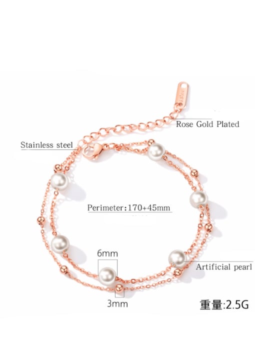 Open Sky Stainless Steel With Rose Gold Plated Cute Round Bracelets 2