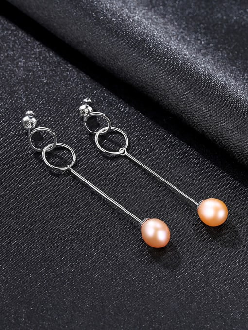 CCUI Pure silver double ring design natural pearl earrings 2
