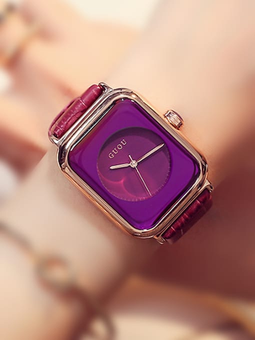 Purple GUOU Brand Trendy Rectangular Watch