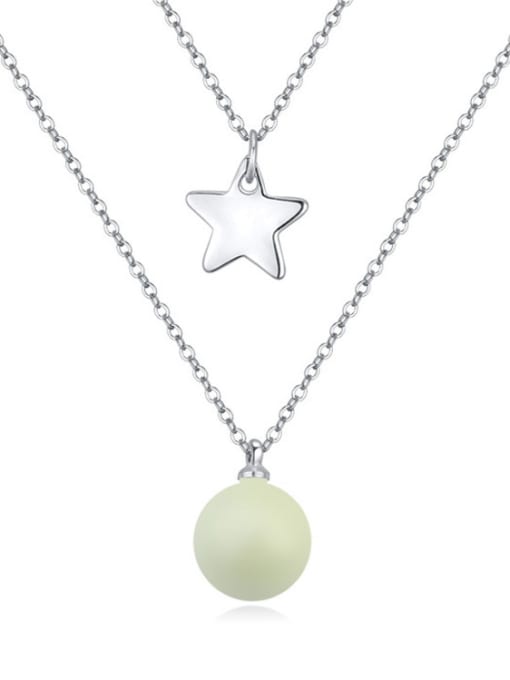 green Personalized Imitation Pearl Little Star Double Layer Alloy Necklace