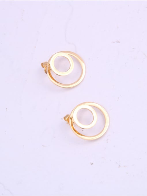 GROSE Titanium With Gold Plated Simplistic Smooth Round Drop Earrings 0
