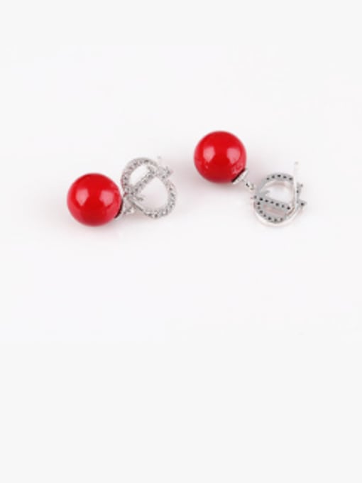 Qing Xing European And American Red Shell Pearl Zircon All-match Temperament drop earring 1