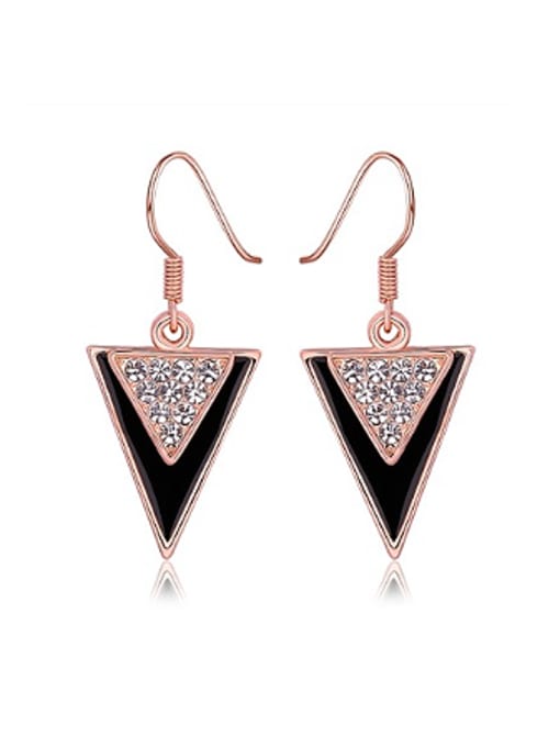 OUXI Fashion Double Triangle Zircon Earrings 2
