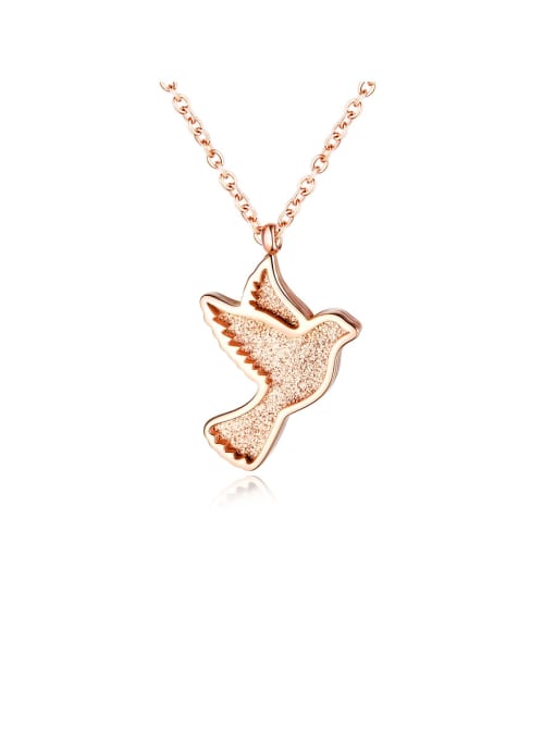 Rose Gold Titanium With Rose Gold Plated Simplistic Insect Little Bird Necklaces