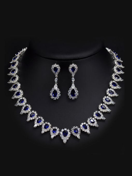 Blue Wedding Party Water Drop Two Pieces Jewelry Set