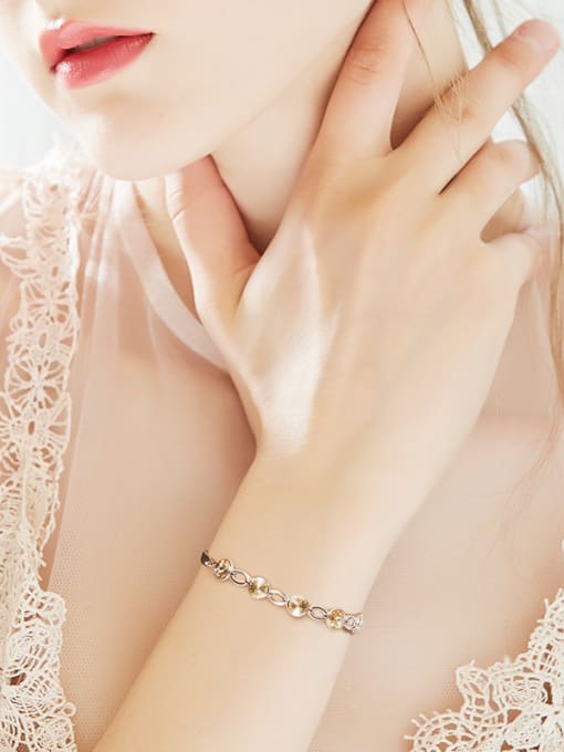 CEIDAI Fashion Little Yellow austrian Crystals 925 Silver Bracelet 1
