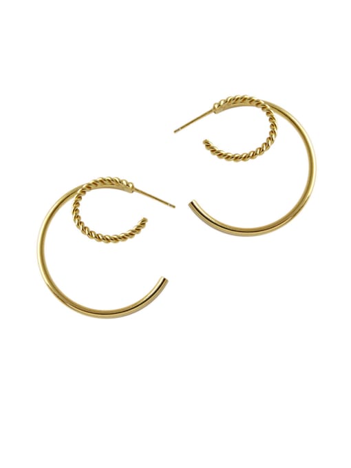 DAKA 925 Sterling Silver With  Simplistic Double-Layer   Round Twist Hoop Earrings 4