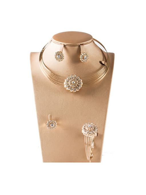 Lan Fu Fashion Rhinestones Four Pieces Jewelry Set 0