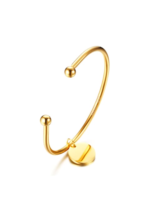LI MUMU Minimalist round stainless steel gold open bracelet