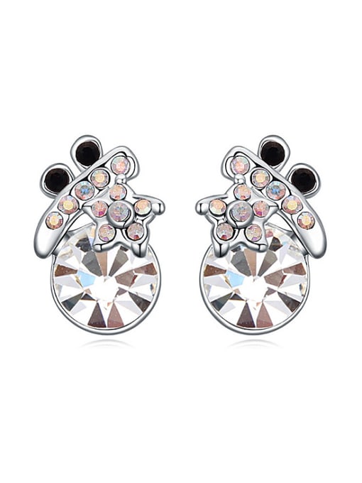 White Personaliezd Cubic austrian Crystals Alloy Stud Earrings