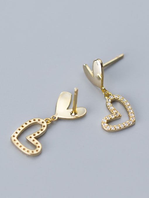 Rosh 925 Sterling Silver With Cubic Zirconia  Cute Heart Stud Earrings 1