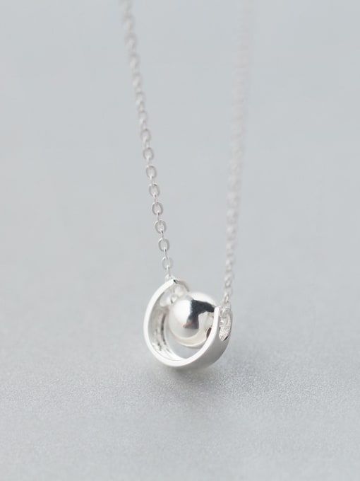 Rosh S925 Silver Light Bead Semicircle  Clavicle Necklace 0