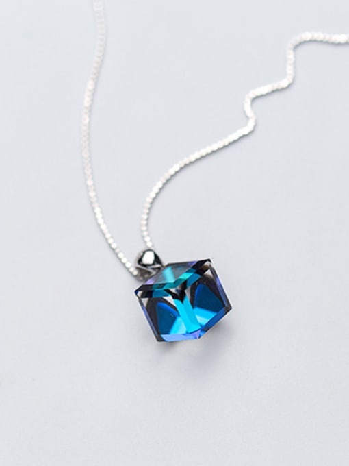 Rosh All-match Multi-color Square Shaped Crystal S925 Silver Pendant 2