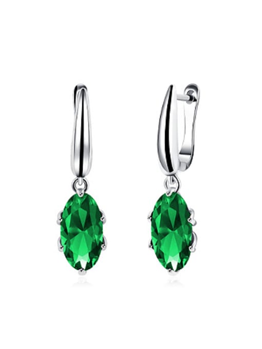 OUXI Simple Oval Green Zircon Earrings 0