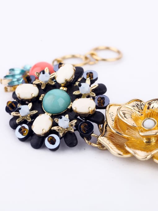 KM Alloy Colorful Flower Artificial Stones Woven Bracelet 2