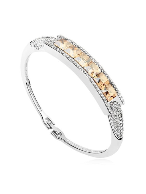 QIANZI Simple Square austrian Crystals-accented Alloy Bangle 2