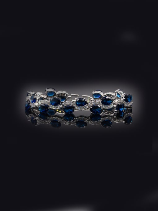 Blue 18.4Cm Platinum Plated Colorful Bracelet