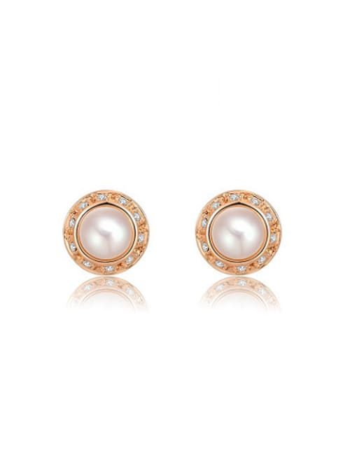 Ronaldo Round Shaped Artificial Pearl Alloy Stud Earrings 0