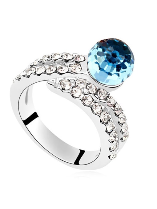 royal blue Fashion Cubic austrian Crystals Bead Alloy Ring