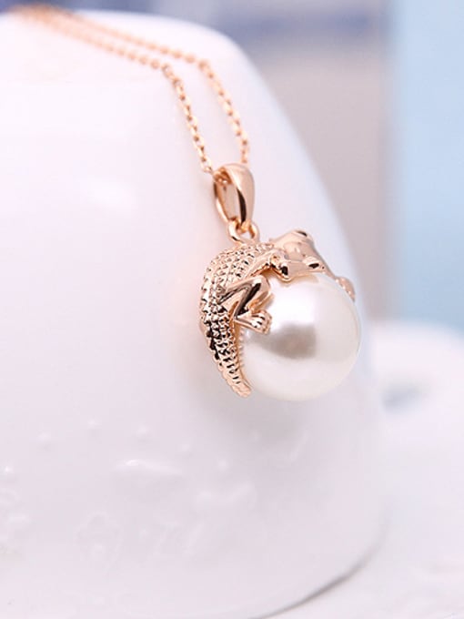 BESTIE Alloy Rose Gold Plated Fashion Artificial Pearl Crocodile Two Pieces Jewelry Set 2
