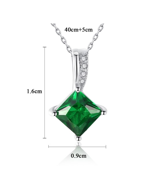 CCUI Sterling silver emerald square zircon necklace 1