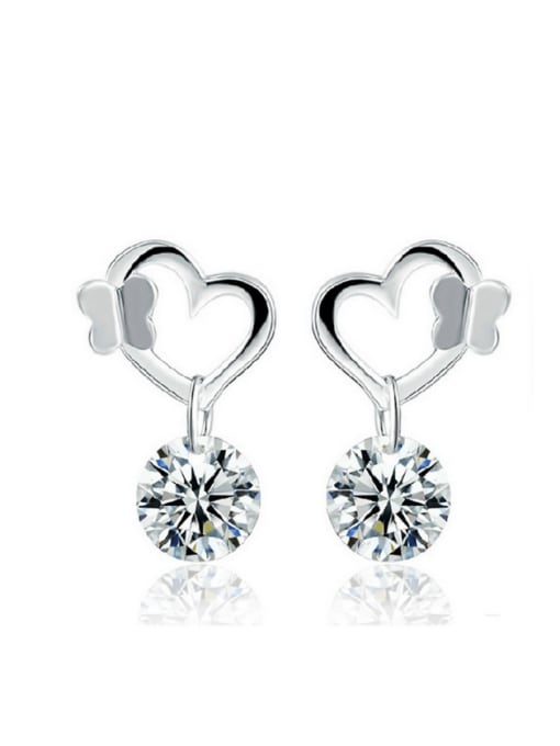 Ya Heng Heart-shape AAA Zircons Exquisite Drop Earrings 0