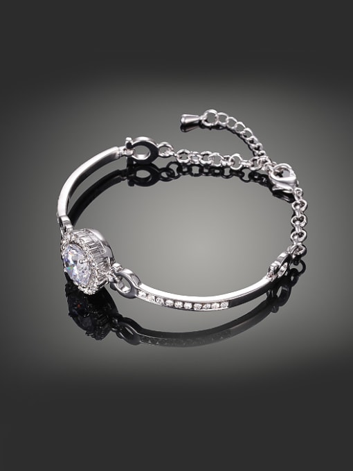 Wei Jia Fashion Shiny Cubic Zirconias Platinum Plated Copper Bracelet 1