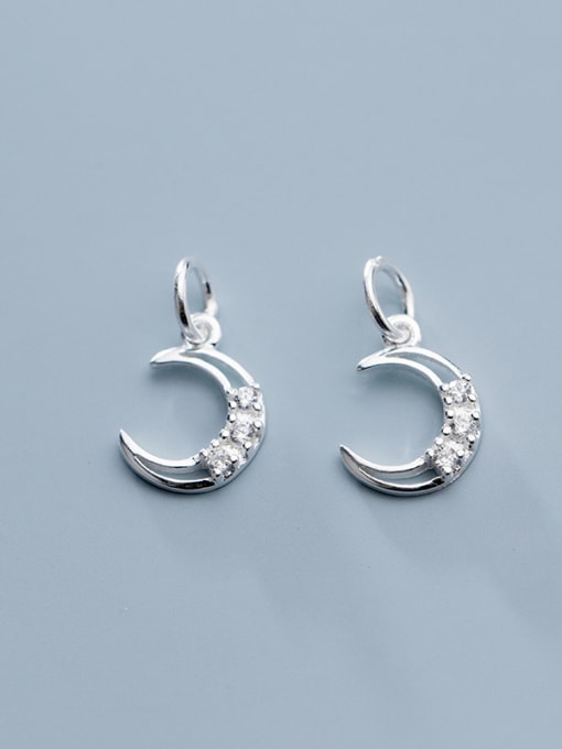 FAN 925 Sterling Silver With Cubic Zirconia Simplistic Moon Charms 3