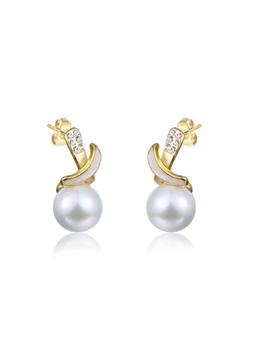 Ronaldo 18K Gold Plated Artificial Pearl Drop Earrings 0