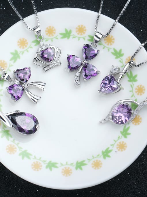 kwan S925 Silver Amethyst Fashion Clavicle Necklace 3