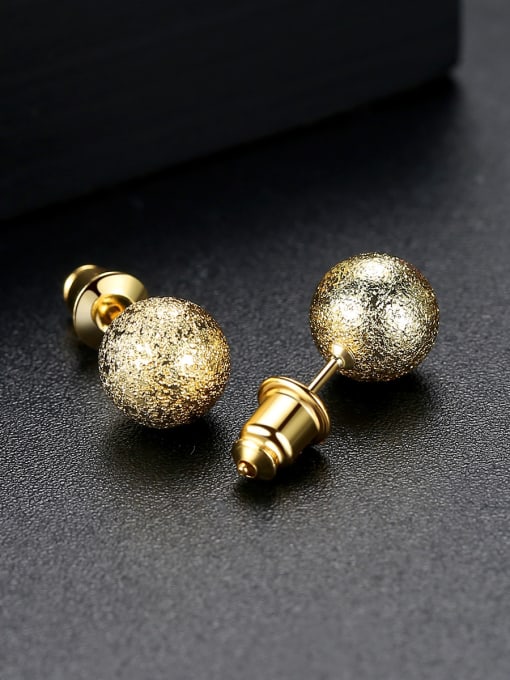 BLING SU Copper With 18k Gold Plated Simplistic Ball Stud Earrings 0