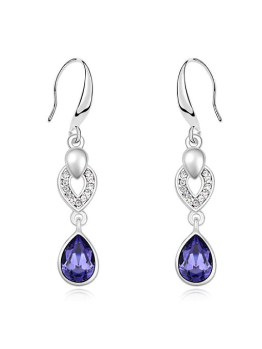 purple Fashion Water Drop austrian Crystals Heart Alloy Earrings