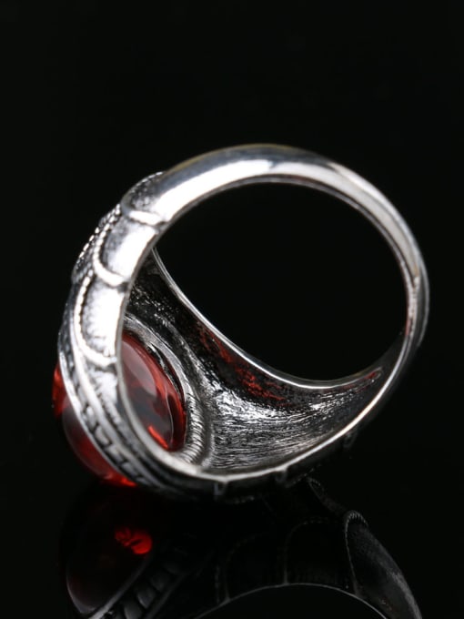 Gujin Retro style Red Carnelian stone Antique Silver Plated Alloy Ring 3