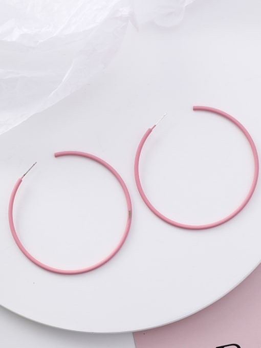A Pink Alloy With  Enamel  Trendy Geometric Hoop Earrings