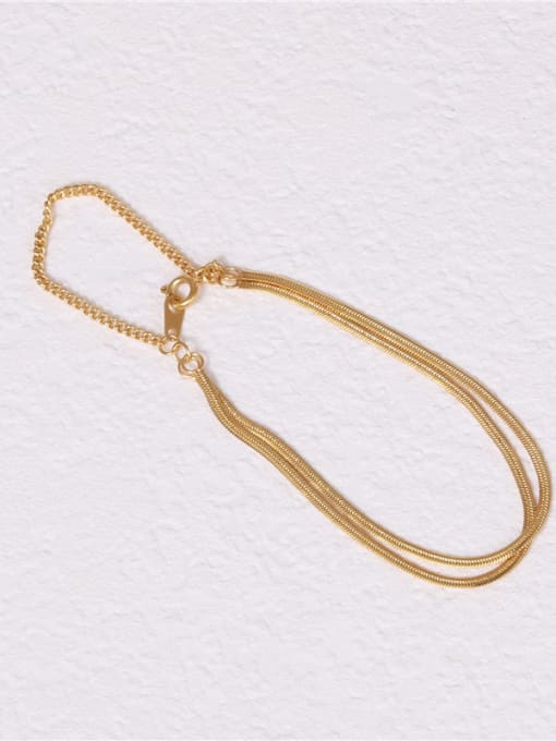 GROSE Titanium With Gold Plated Simplistic Double-Layered Snake Bone Bracelets 2