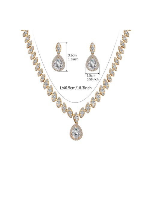Mo Hai Copper With Cubic Zirconia Delicate Water Drop  Earrings And Necklaces 2 Piece Jewelry Set 2