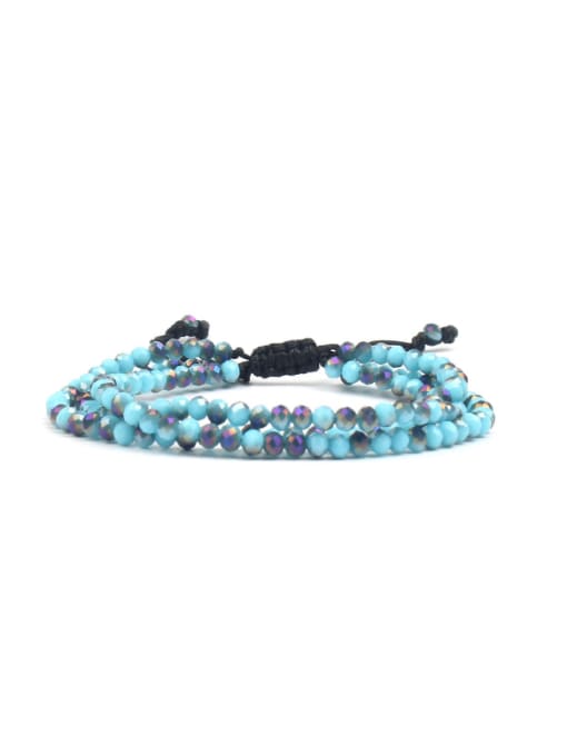 HB589-A Multi-layer Blue Glass Crystal Stretch Bracelet