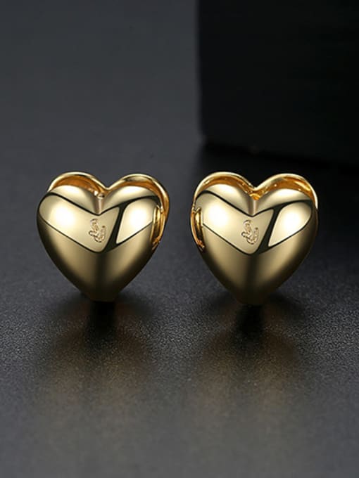 18k-Gold T02E16 Copper With Platinum Plated Delicate Heart Stud Earrings