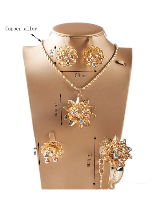 Lan Fu 2018 2018 Flower Colorfast Four Pieces Jewelry Set 3